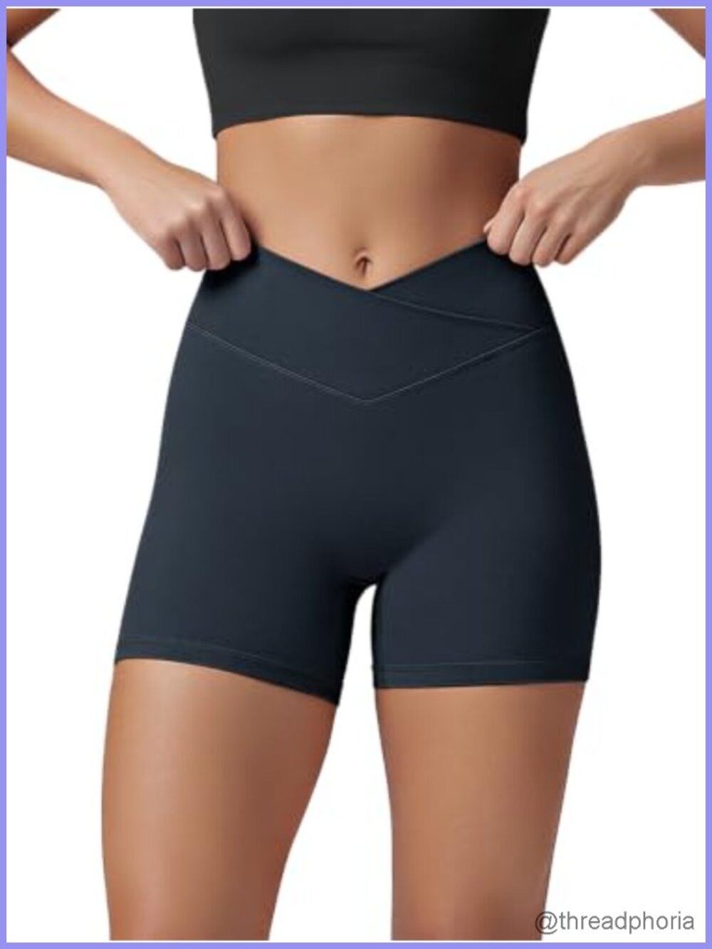 Hidden Scrunch Butt Lifting Crossover Shorts 5" High Waist Biker Yoga